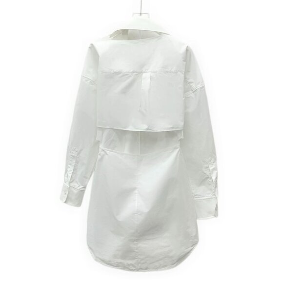 Alexander Wang T White Cotton Off-The-Shoulder Lapel Single-Breasted Long-Sleeve - Picture 7 of 7